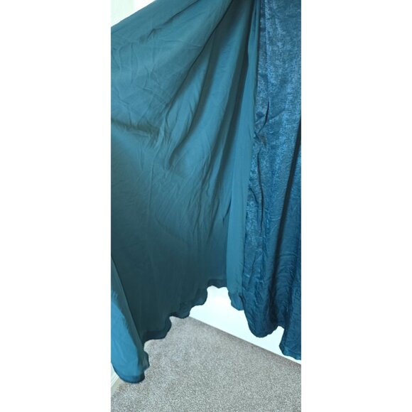 Lulus Shimmering Teal Ruffle Wrap Maxi Dress With Spaghetti Straps - Elegant Eve - Picture 9 of 9